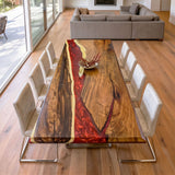 Walnut Wood Red River Epoxy Table UTT100