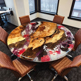 UTT Golden Camphor Flower Resin Round Epoxy Table in Scottsdale