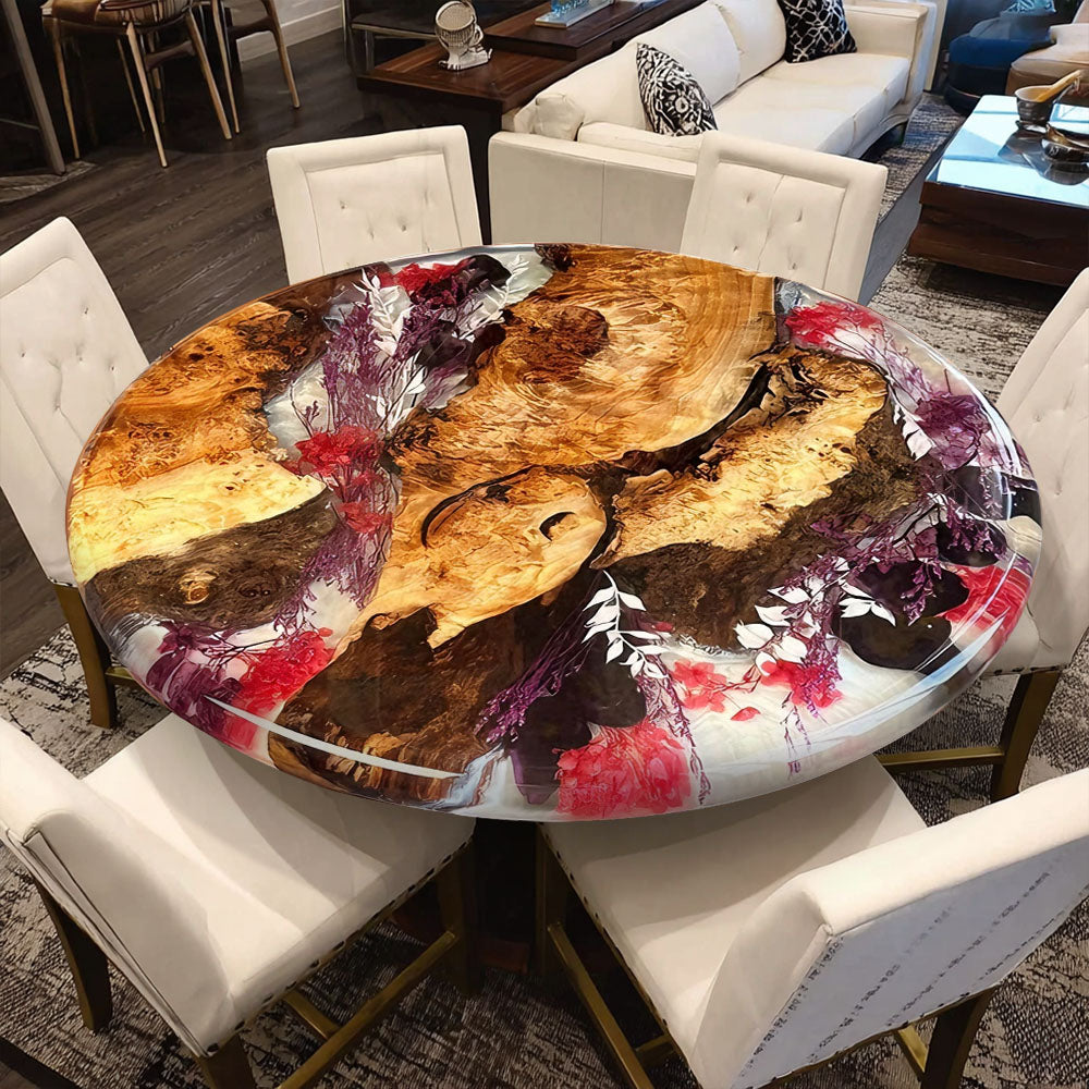 Golden Camphor Flower Resin Round Epoxy Table in Scottsdale