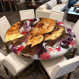 Golden Camphor Flower Resin Round Epoxy Table in Scottsdale