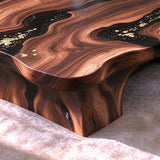 UTT Custom Black Walnut Accented with Gold Leafs Epoxy Resin Coffee Table | URT67