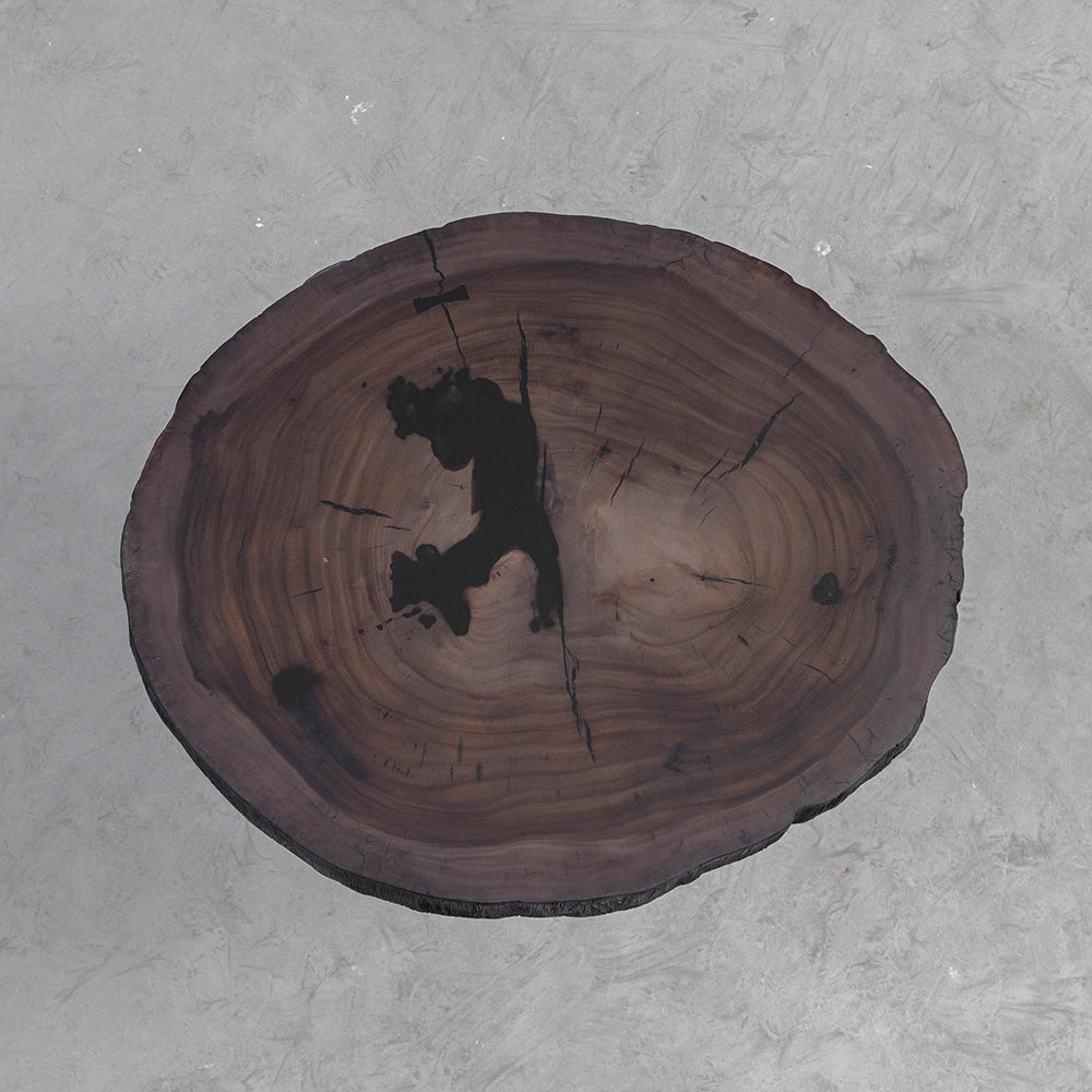 UTT Live Round Edge Carbonized Walnut Epoxy Resin Coffee Table 