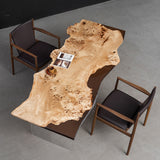 UTT Natural Poplar Brown Clear Resin Table