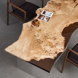 Live Edge Poplar Brown Clear Resin Table