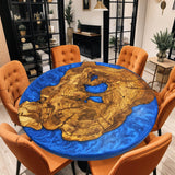 Olive Blue Resin Round Epoxy Table