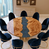 Olive Wood Deep Blue River Epoxy Table URT62