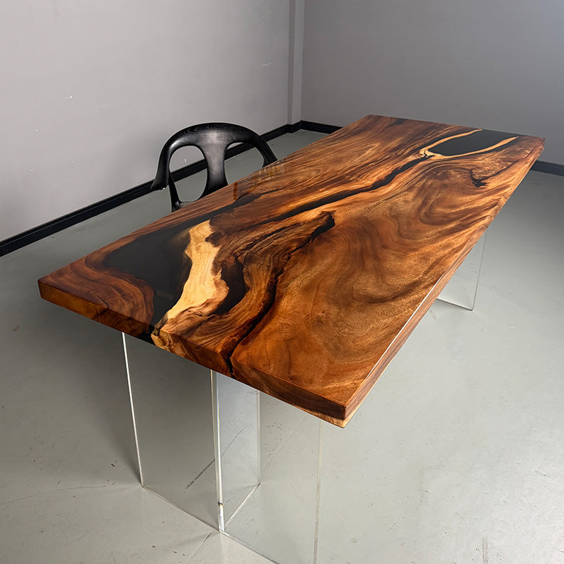 UTT Solid Walnut Resin Epoxy Table 78.74''Lx33.46''W