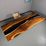 UTT Custom Live Edge Walnut Black Epoxy Table