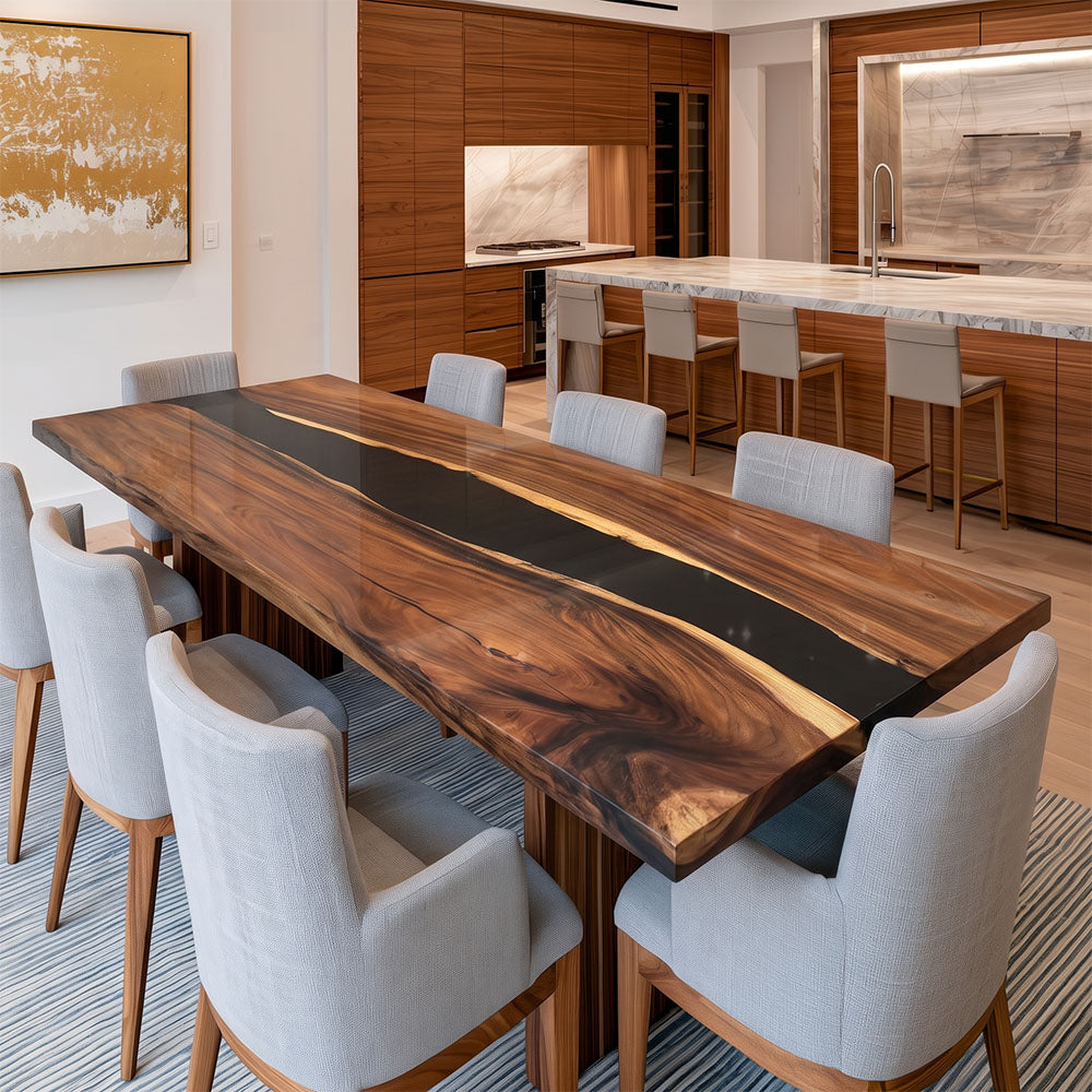 UTT Custom Walnut River Resin Epoxy Table  UTT94