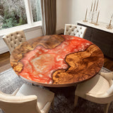 Orange-Red River Resin Round Epoxy Table in San Francisco