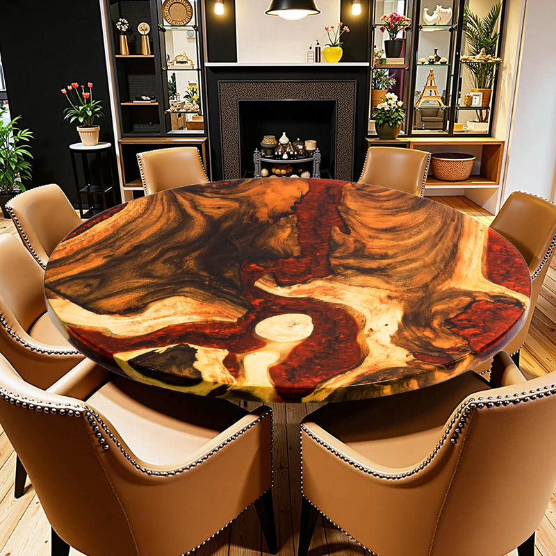 Walnut Red River Resin Round Epoxy Table in Chicago