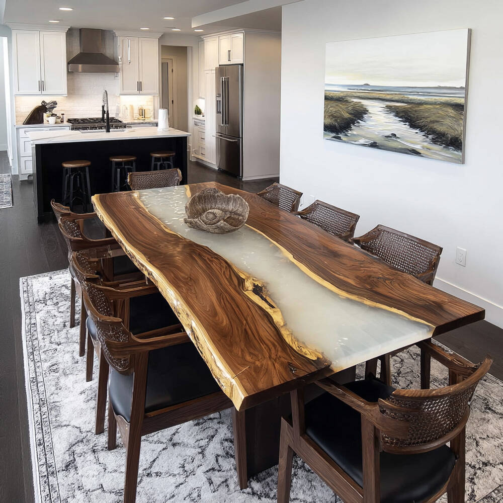 UTT Walnut White Live Edge River Epoxy Table UTT71