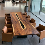 UTT Walnut Island Resin Epoxy Table 110.62''Lx34.64''W