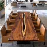 Walnut Black Island Resin Epoxy Table 110.62''Lx34.64''W
