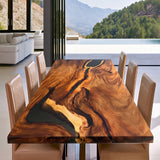 Walnut Wood Black Resin Epoxy Table 78.74''Lx33.46''W