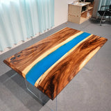  Walnut Wood Blue River Epoxy Table UTT104