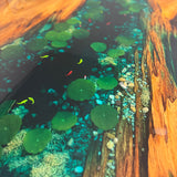 UTT Walnut Lotus Leaves River Resin Epoxy Table 78.74''Lx31.49''W
