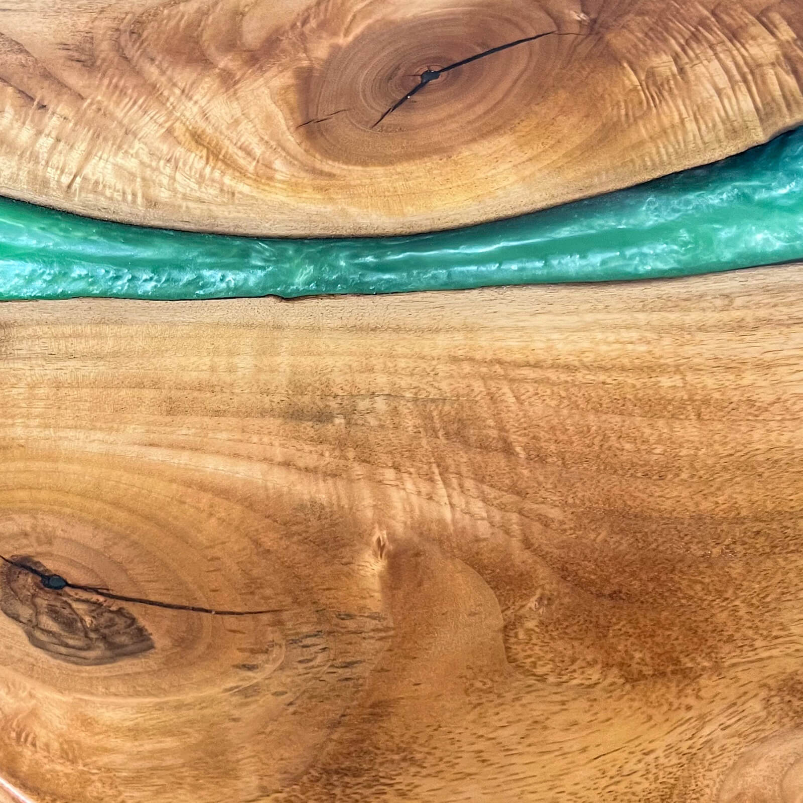 Walnut Wood Green Round Resin Epoxy Table in Austin