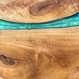 Walnut Wood Green Round Resin Epoxy Table in Austin