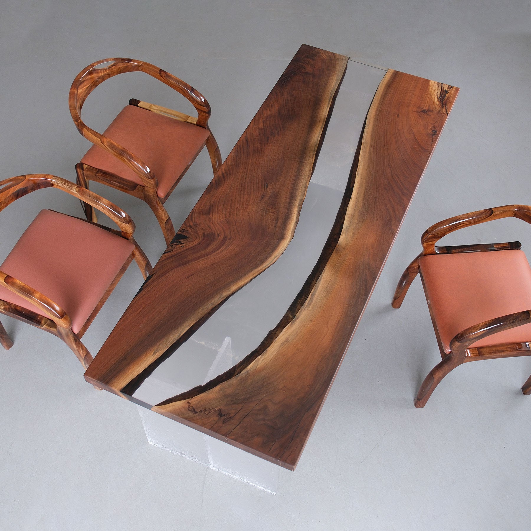 Usatabletops-Black-Walnut-Clear-Epoxy-River-Table