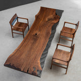 Usatabletops Black Walnut Epoxy Wood Table Live Edge 124.41"L 40.94"W-1