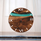 Usatabletops-Black-Walnut-Green-Epoxy-Resin-Wall-Clock-UWC6-2