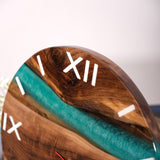 Usatabletops-Black-Walnut-Green-Epoxy-Resin-Wall-Clock-UWC6-3