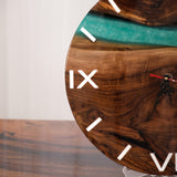 Usatabletops-Black-Walnut-Green-Epoxy-Resin-Wall-Clock-UWC6-4