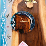 Usatabletops-Black-Walnut-Ocean-Wave-Epoxy-Resin-Wall-Clock-4
