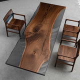 Custom Grey Clear Epoxy Resion Dining Table UTT40
