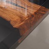 Usatabletops Custom Black Walnut Wood Luxury Dining Epoxy Table Beveled Edge UTT57
