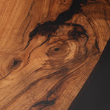 Usatabletops Custom Black Walnut Wood Luxury Dining Epoxy Table Beveled Edge UTT57