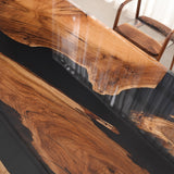 Usatabletops Custom Black Walnut Wood Luxury Dining Epoxy Table Beveled Edge UTT57