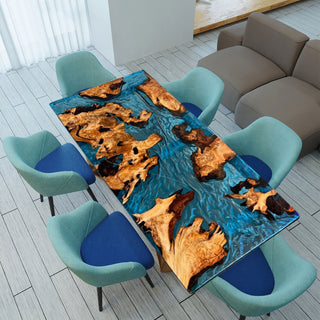 Usatabletops Custom Blue Epoxy Dining Table UTT7