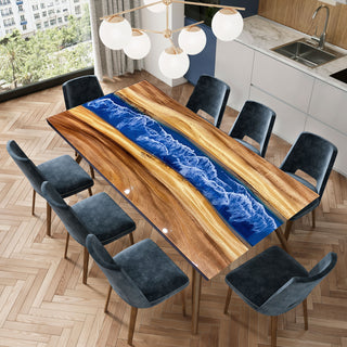 Usatabletops Custom Blue Epoxy Ocean Square Table 