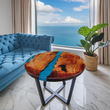 Usatabletops Custom Blue Epoxy River Round Table 