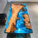 Usatabletops Custom Blue Epoxy Square Table 