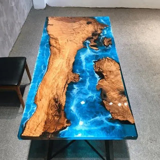 Usatabletops Custom Blue Epoxy Square Table 