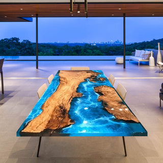 Usatabletops Custom Blue Epoxy Square Table UTT1