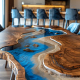 Usatabletops Custom Blue River Epoxy Dining Table