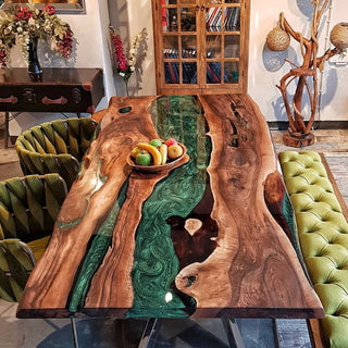 Usatabletops-Custom-Wood-Table-with-Green-Epoxy-River