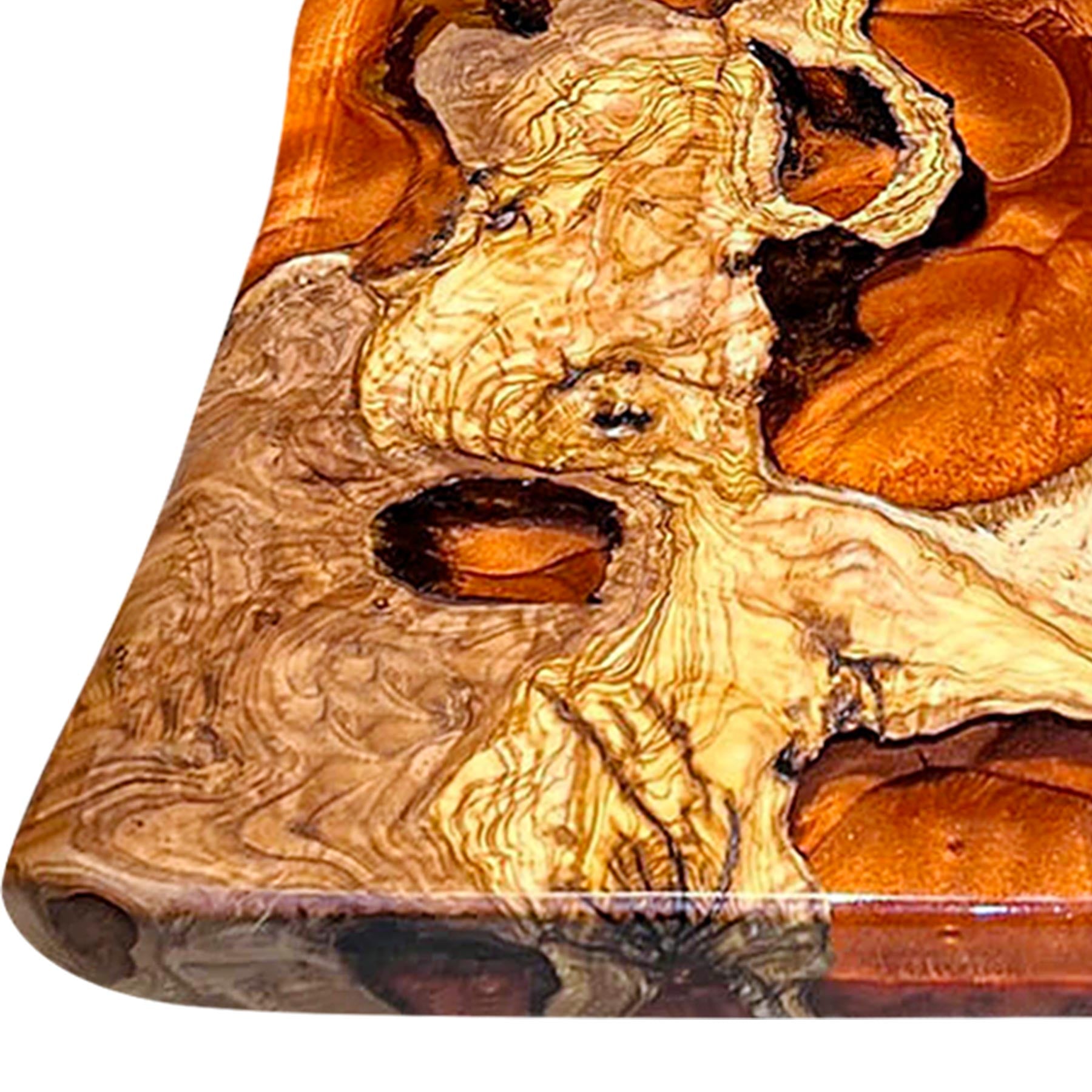 UTT Custom Olive Epoxy Square Dining Table Lava Flame UTTS3