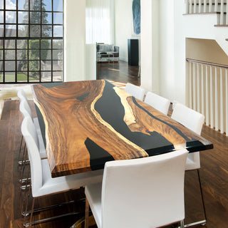 Custom Black Walnut Live Edge Dining Epoxy Table UTT37