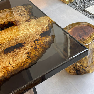 Golden Camphor Black Epoxy Dining Table Usatabletps