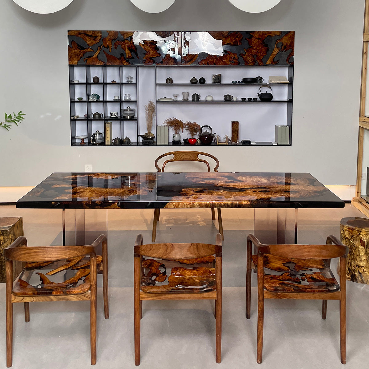 Gold Camphor Epoxy Resin Dining Tabletops Usatabletops