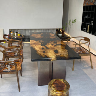 Gold Camphor Dining Epoxy Table Usatabletops