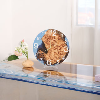 Usatabletops-Poplar-Blue-Epoxy-Resin-Wall-Clock-3