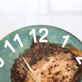 Usatabletops Poplar Green Epoxy Resin Wall Clock UWC4- 16''X 16''