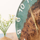 Usatabletops Poplar Green Epoxy Resin Wall Clock UWC4- 16''X 16''