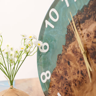 Usatabletops Poplar Green Epoxy Resin Wall Clock UWC4- 16''X 16''